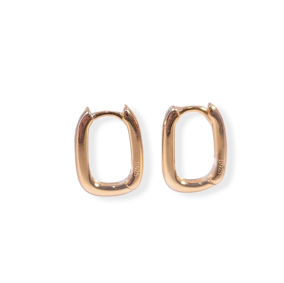 Vintage Style Commute Square Plating Sterling Silver 18k Gold Plated Earrings - Picture 2 of 4